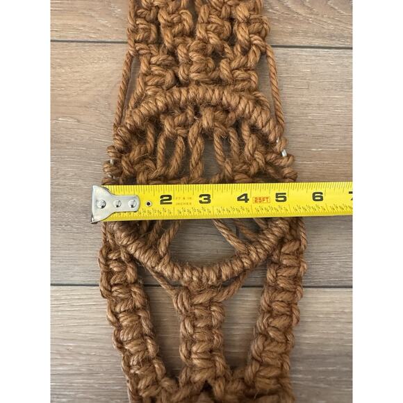 Vintage 1970s Macrame Wall Hanging Boho Brown Braided Fiber Art 34” - Picture 4 of 16